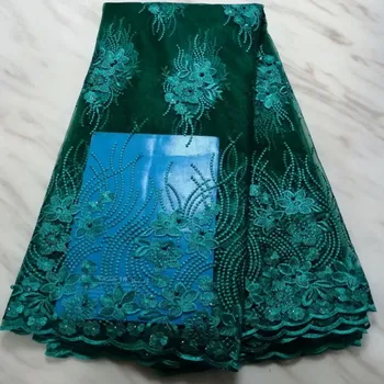 

Nigerian 3 D Flowers Beaded Lace Fabric 2019 High Quality Lace For Wedding Dress Embroidered Tulle French African Lace Fabric