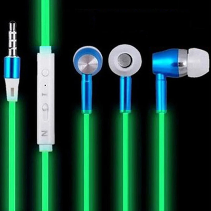 

Quality Glowing Green in Dark Earphone Luminous Earbuds HD Clear Sound Earphones For Iphone Samsung Huawei MP3 With Mic Earpiece