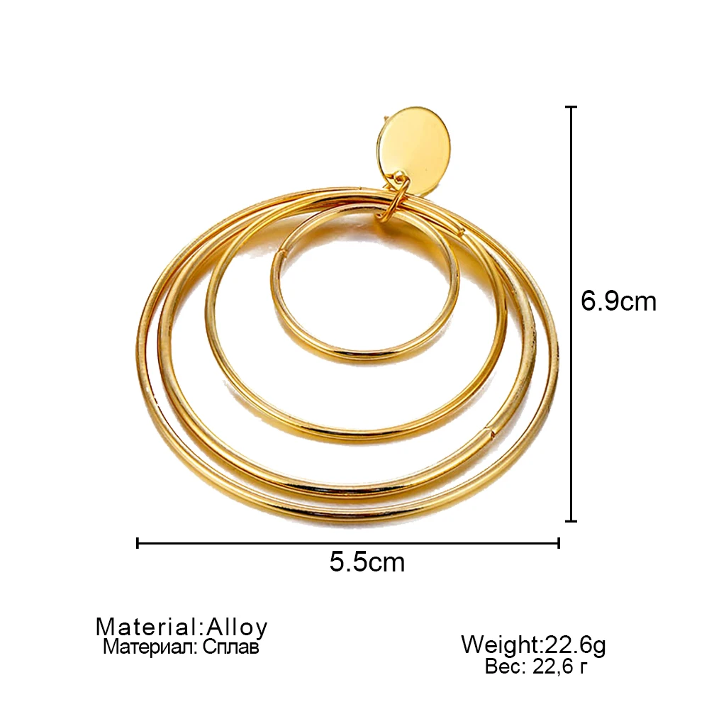 KISSWIFE модные большие гладкие круглые серьги панк стиль золотой цвет