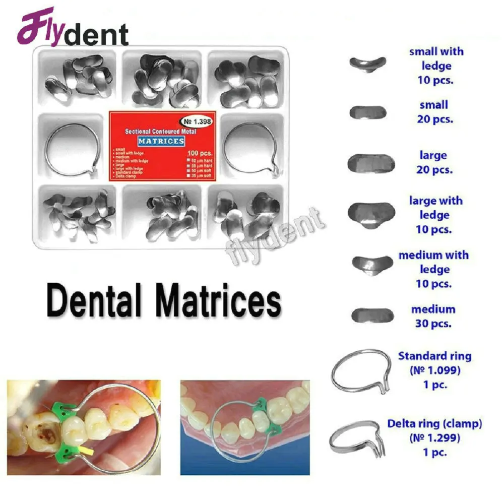 Зубные металлические матрицы 100 шт. зубные матрицы секционные Контурные металлические матрицы No.1.398