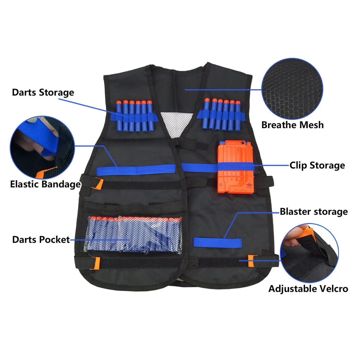 Kit de chaleco FBIL para Nerf Guns n-strike Series conjunto de chaleco de repuesto rápido para niños para equipo de niños jugar juegos 24*20*3 cm