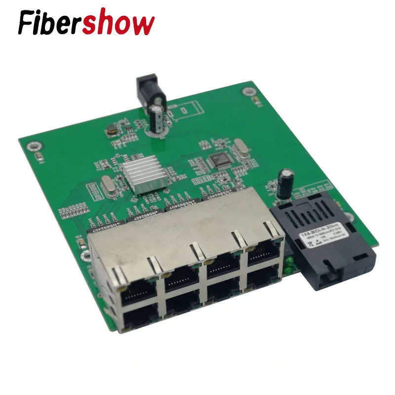 

Ethernet switch fibr Optical Media Converter Single Mode fiber Port 10/100M 8 RJ45 1 SC PCBA board
