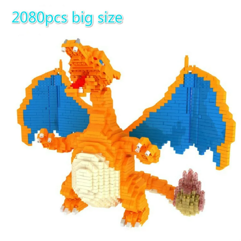 

2080pcs 6608 Cartoon Mini Blocks Charizard DIY Building Brick Children Anime Education Auction Model Toys for Kids Gifts