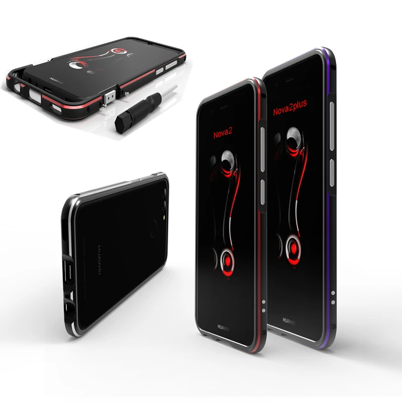 

For Huawei Nova 2S Bumper Case Aluminum Metal Frame Border Case For Huawei Nova 2 Cover Shockproof Shield For Huawei Nova 2 Plus