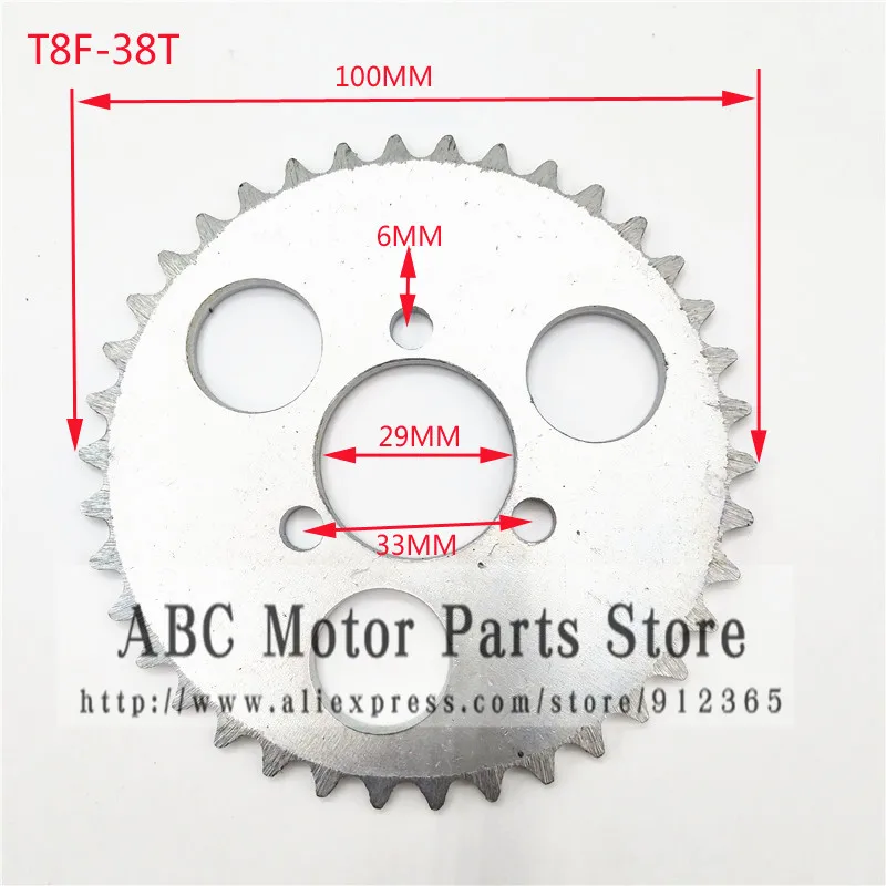 

T8F-38T Rear Sprocket 29mm Silver 38 Tooth For 43cc 49cc Minimoto Moped Scooters 2 Stroke Engine Pocket Bike Mini Quad ATV