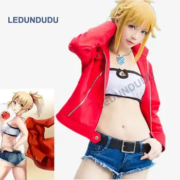 

Fate Grand Order FGO Apocrypha Cosplay costumes Mordred Racing Girls Sexy Uniforms Women Funny Coat Shorts set for Halloween