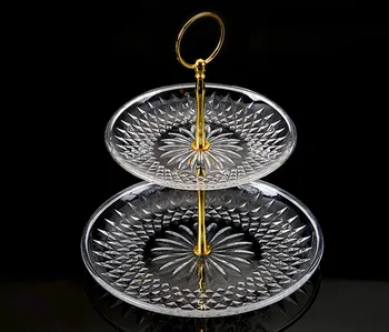 

Creative Dish Transparent Three-Layer Fruit Plate Acrylic Ktv Plastic Multi-Layer Cake Plate Creative Double Fruit Plate Silver