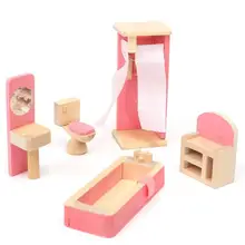 Деревянный кукольный домик миниатюрная мебель ванная комната для детей Детская игрушка подарок Горячая