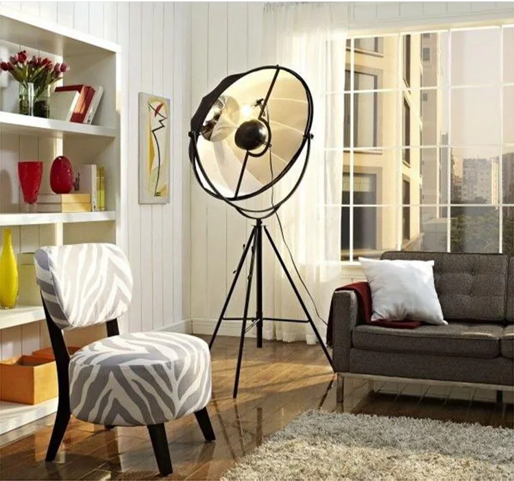 Напольный светильник в скандинавском стиле, полукруглый металлический абажур, стоящая лампа для фотосъемки, украшение со спутником, освещение для кабинета, торшеры