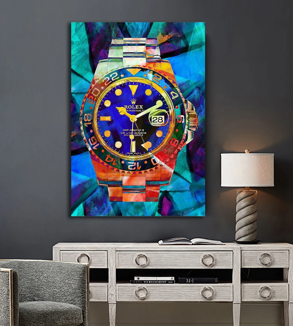 Холст настенное искусство часы Ролекс Поп-Арт холст HD Современное абстрактное искусство печать плакат офис спальня кафе украшение