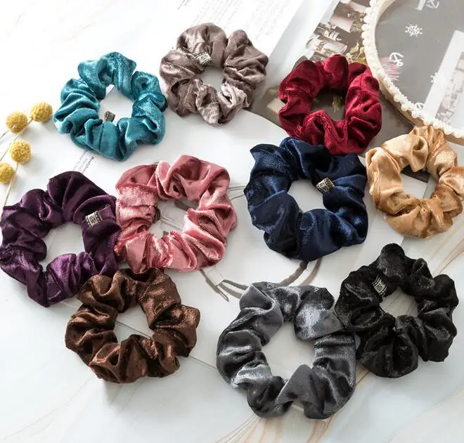

1PC Women Elegant Velvet Solid Elastic Hair Bands Ponytail Holder Scrunchies Tie Hair Rubber Band Headband Lady Hair Accessories