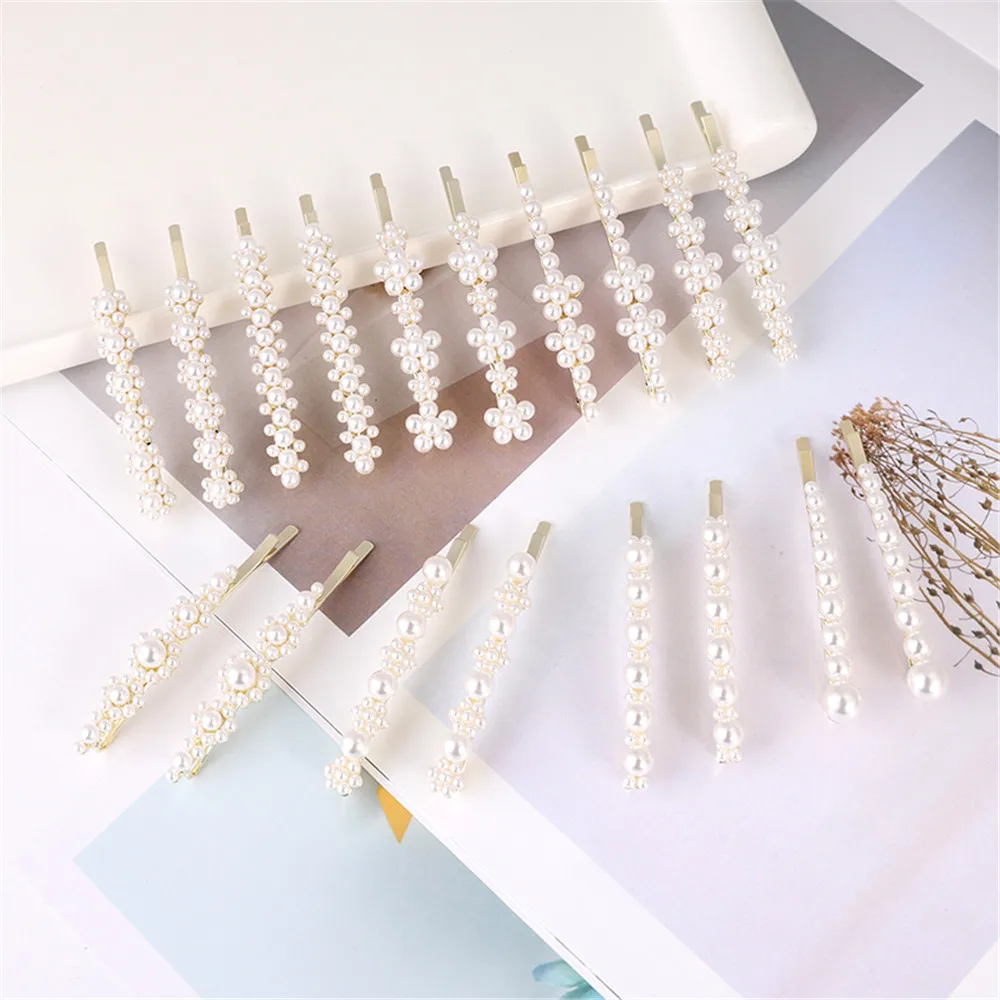 

1Set Vintage Pearl Hair Clip Barrettes For Women Girls Fashion Handmade Pearl Flower Hairpins Hair Styling Accessories Headdress