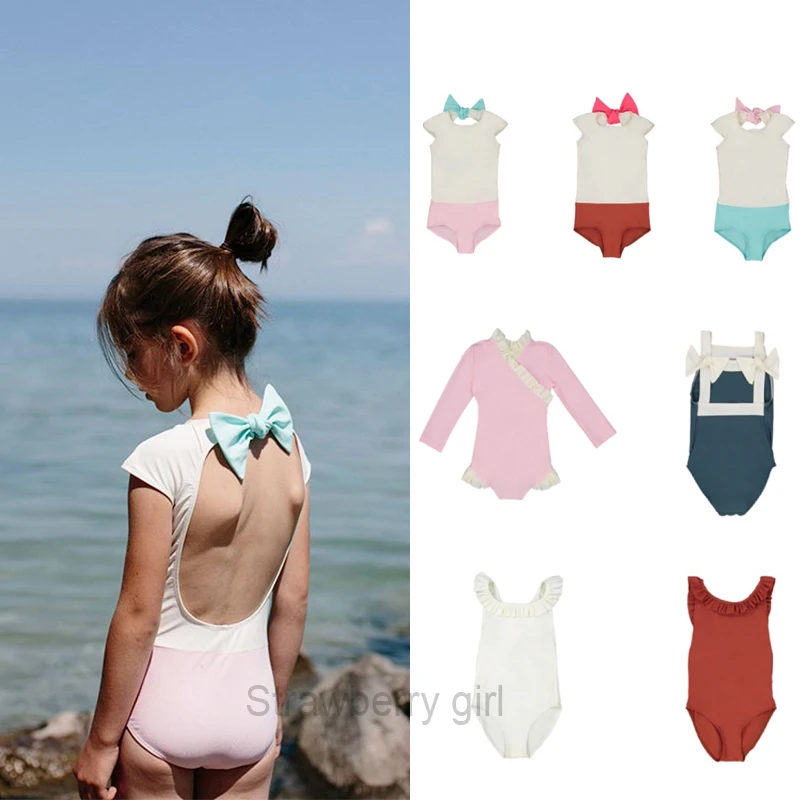 

2019 new Girl swimsuit summer children's one-piece swimsuit French vacation swimsuit