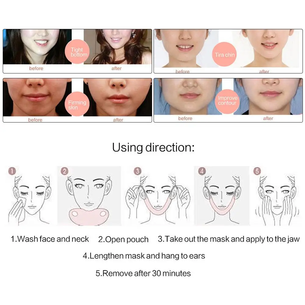 Маска 5 шт. V линия маска шеи маска для подтягивания кожи лица подбородок вверх патч двойной подбородок Редуктор увлажняющий лицо удобный