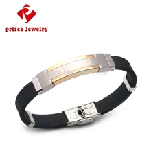 Мужской резиновый браслет, очаровательный браслет, модный мужской ювелирный браслет из титанового сплава, браслет из нержавеющей стали, серебряная цепочка