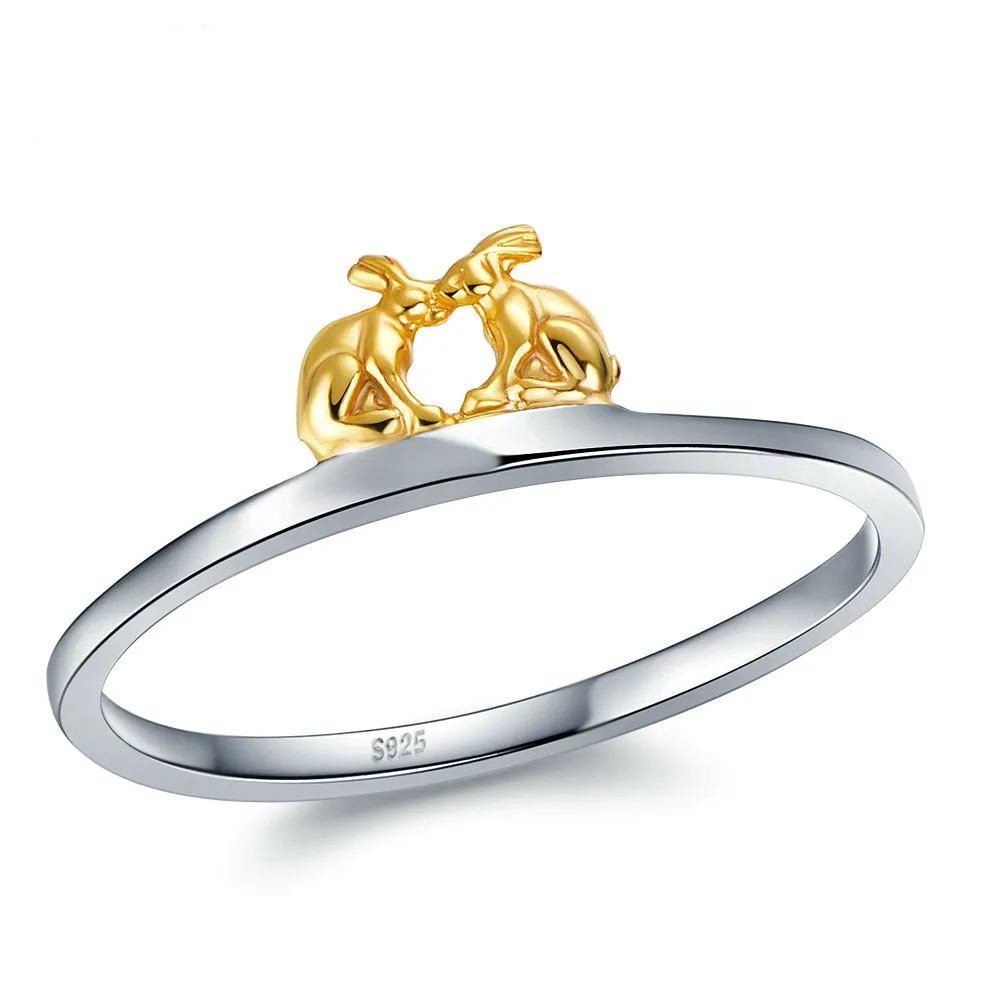 

Lovers Chinese Zodiac Woman Concise S925 Pure Silver Ring New Pattern Ornaments Love Token Rabbit MES527 jiezh jewelry