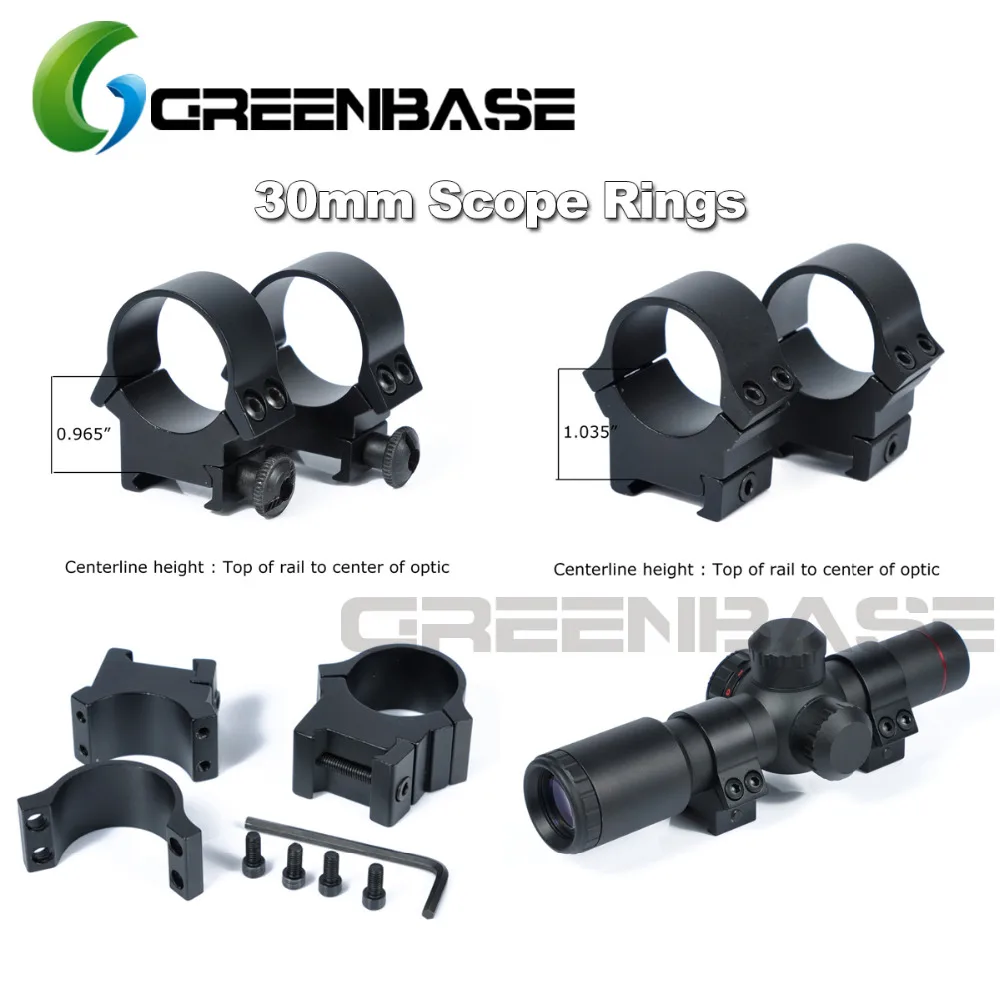 Greenbase Low Medium Profile 30mm Scope Rings Weaver Picatinny Rail Mount Rifle For Firing Weapons Black | Спорт и развлечения
