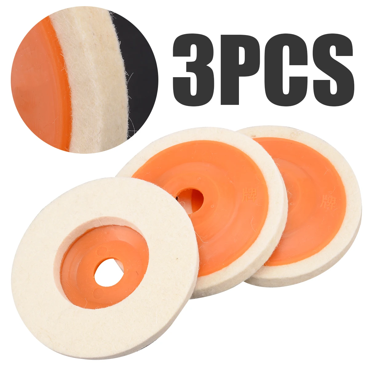 3Pcs 4`` 100mm Polishing Pad Wool Buffing Angle Wheel Grinder Felt Polishing Disc for Rotary Tool Abrasive Grinding Wheel Mayitr