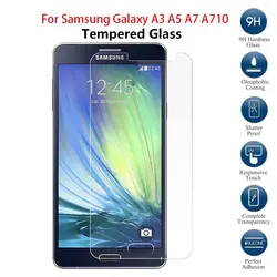 Закаленное Стекло для Samsung Galaxy A3 A5 A7 A710F Экран протектор защитной пленкой A300F A500F A700F A700 2015