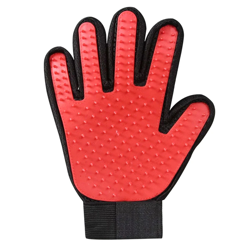 Pet Hair Brush Glove Cat Dog Massage Grooming Brush Comb Pet Bath Cleaning Brush Glove For Dog Cat Pet Supplies - Цвет: DarkRed-Right Hand