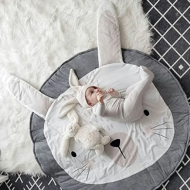 Actionclub 90cm Round Rabbit Baby Playmat Nursery Rug Crawling Mat Actionclub 90cm Round Rabbit Baby Playmat Nursery Rug Crawling Mat Tee Floor Mats Soft Play Rugs