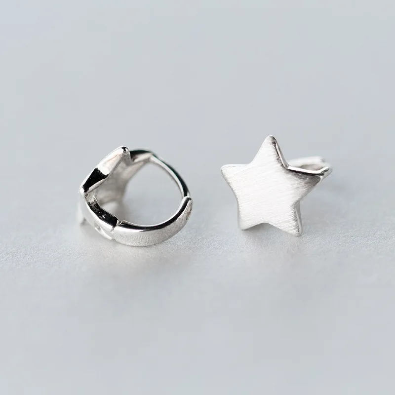Реальные. Серьги кольца с матовой звездой Huggie 11 мм GTLE988|hoop earrings|earrings earringearrings hoop