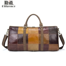 Натуральная кожа; большой Ёмкость путешествия Lugguge сумки в стиле Color Block Повседневное короткие расстояние Бизнес сумка через плечо для женщин