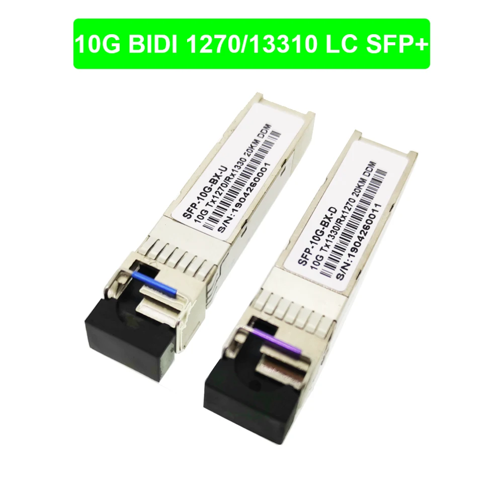 1 пара 10 г SFP+ BIDI 20 км 1270 нм/1330 нм LC Разъем 10 г SFP moudle трансивер одномодовый одиночный волокно