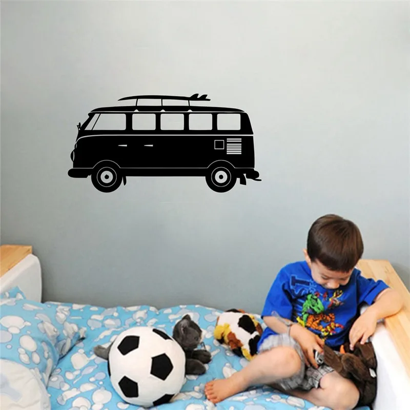 Cartoon VOLKSWAGEN Camper Van Wall Art Vinyl Decal Sticker Kids Room