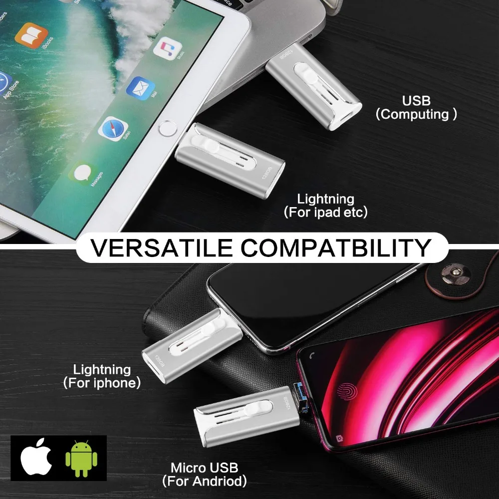 USB флеш накопитель 3 в 1 для iPhone/Android 16 ГБ 32 64 128 флешка OTG Usb 0 внешний флэш карта