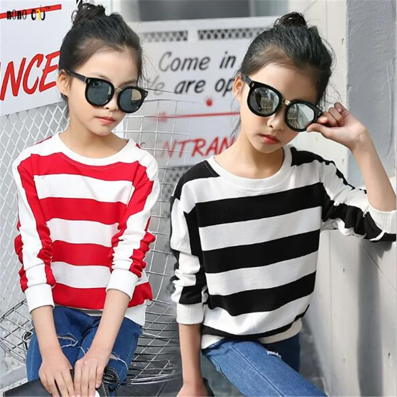 

Teenager Girls Shirts Autumn Long Sleeve T Shirt Striped Casual Top Child T-shirt Kids Clothes Blouse 5 6 7 8 9 10 11 12 Years