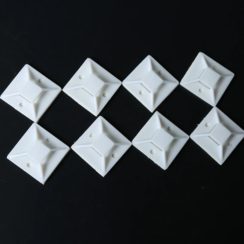 50Pcs White Self Adhesive 30mmX30mm Wiring Accessories Tie Mounts Tie Clips Flat Holder Fixer Organizer Drop Adhesive Tie Mount