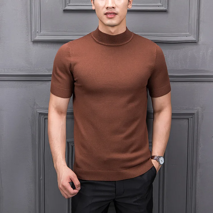 Men's short sleeve turtleneck t-shirt 