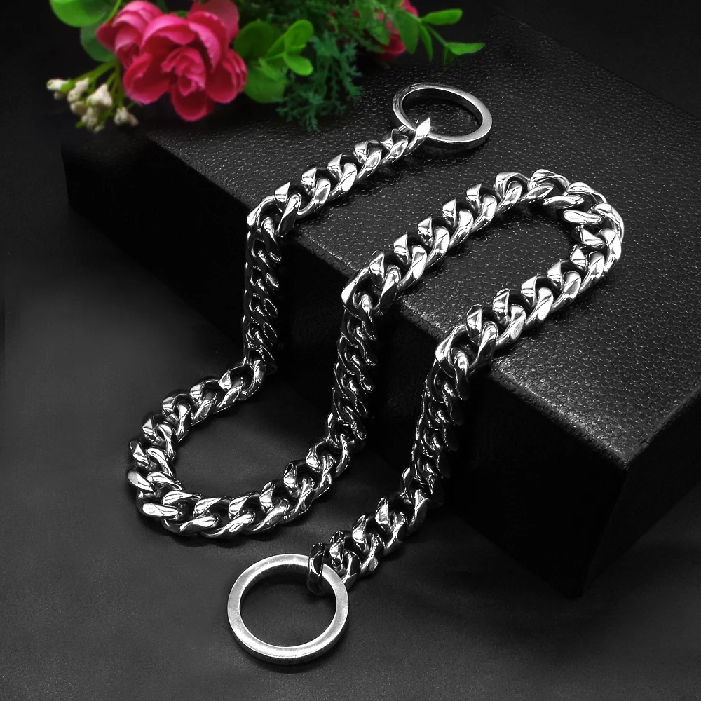 4mm Metal Pet Dog Chain Collar Stainless Steel Training Choke Slip Collars Leash For Medium Large Dogs Pitbull Pug Bulldog Gold