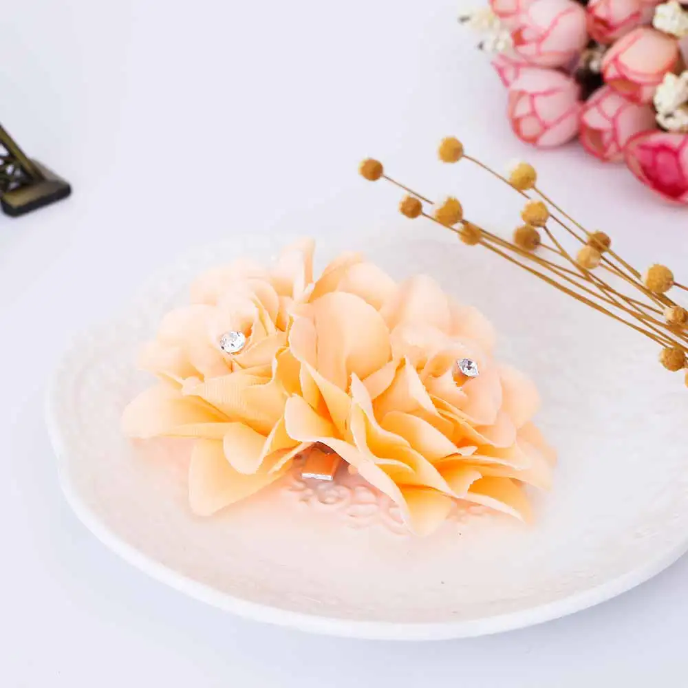 TOMTOSH new cloth flower hair clip water drill flower flower girl dance hair ornament bride wedding rose headdress