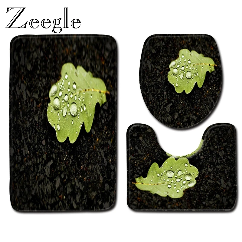 Zeegle 3 шт./компл. зеленый коврик из микрофибры с живописным рисунком нескользящий