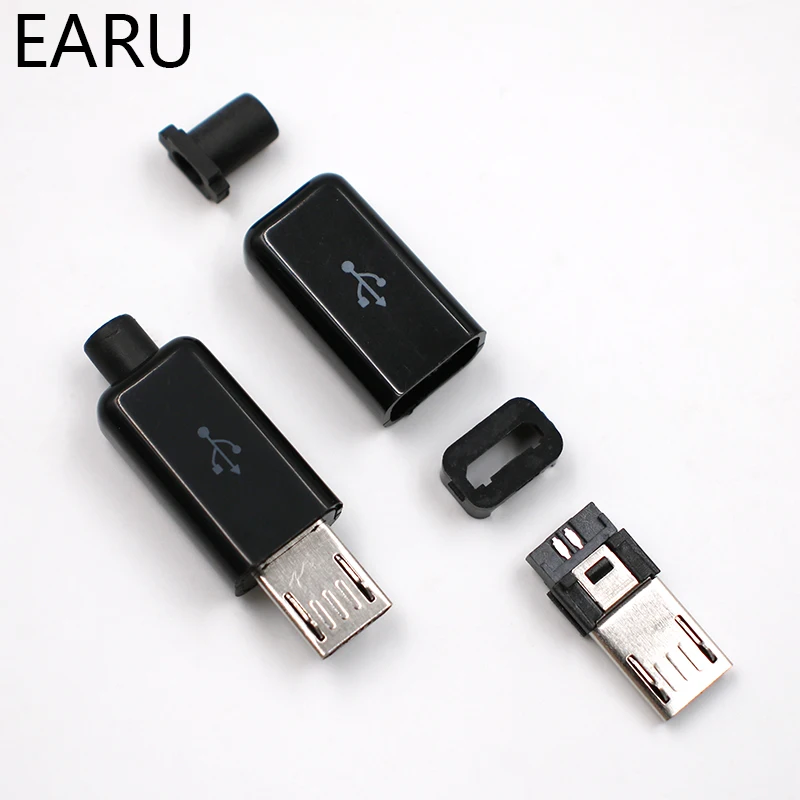 10 шт. 6 мм 8 мм Micro USB 5PIN сварочный Тип штекерные разъемы зарядное устройство 5P хвост разъем для зарядки 4 в 1 Белый Черный позолоченный