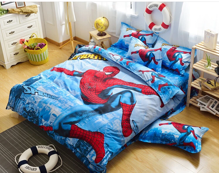 3pcs 4pcs Cartoon Superman Bed Duvet Covet Set Kids Bedding Set Twin Queen Size Sheets Housse De Couette Enfant Housse De Couette Enfant Housse De Couettekids Bedding Set Twin Aliexpress