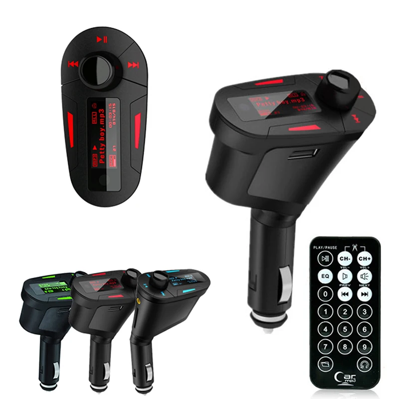 Car Styling Car Kit MP3 Player Wireless FM Transmitter Modulator Radio Adapter USB SD LCD MMC U-disk +Remote Car Music Player