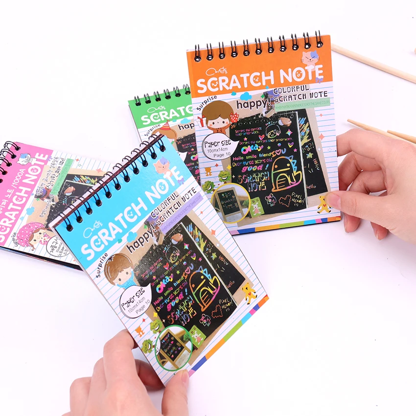 1 PC Scratch Note Black Cardboard Creative DIY Draw Sketch Notes for Kids Toy Notebook School Supplies 1 PC Scratch Note Black Cardboard Creative DIY Draw Sketch Notes for Kids Toy Notebook School Supplies
