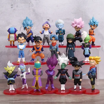 

18pcs/set Dragon Ball Super Figures Toys Super Saiyan Son Goku/Gohan/Vegeta/Trunks/Mai/Black GokuZamasu Model Doll Figurine
