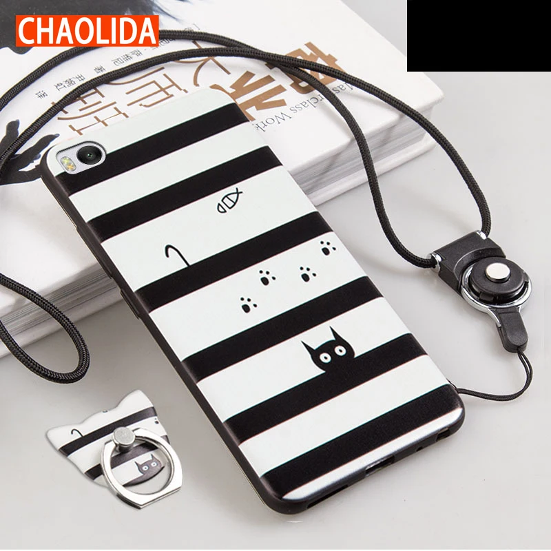 

CHAOLIDA Mobile Case Finger Ring Holder for Xiaomi Mi5 Printing Telephone Cover Capa Shockproof Funda with Neck Strap