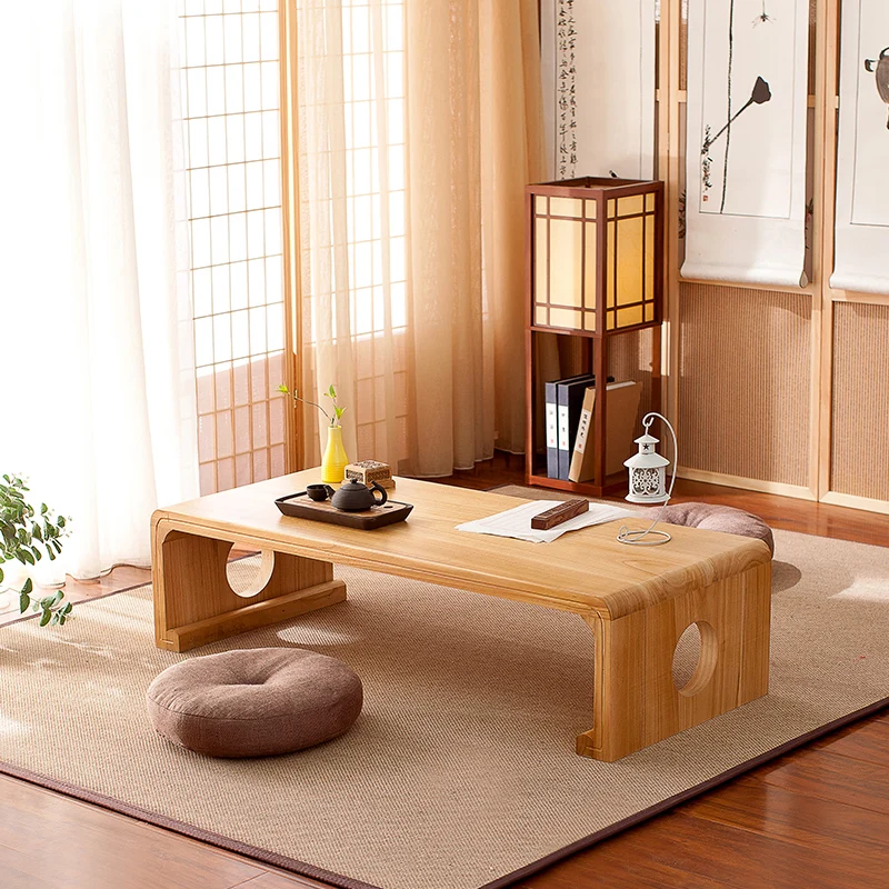 

15%Simple Japanese Style Simple Solid Wood Tung Wood Table Computer Table Bay Window Coffee Table Retro Chinese Student Table