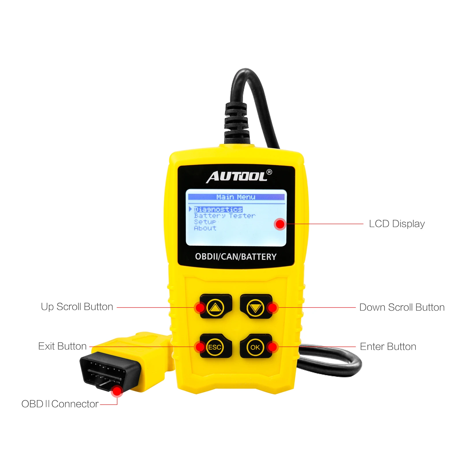 AUTOOL CS330 12 V код читателя Батарея тестер сканирования для OBDII/EOBD/может