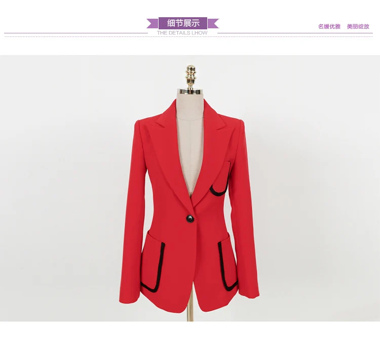 Повседневный Женский деловой профессиональный костюм стильный высококачественный Красный Блейзер брюки костюм женский 2019 осенняя и