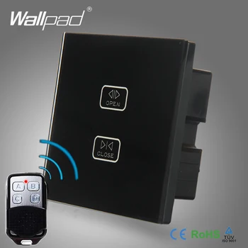 

Remote Curtain Switch Wallpad Black Glass Switch 2 Gang Wireless Remote Touch Curtain Shutter Window 2 Way Control Wall Switch