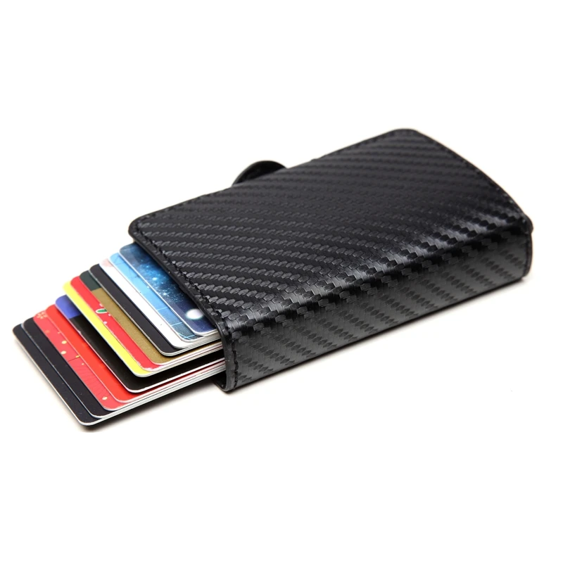 Двойной слоев Анти RFID Для мужчин кожаный держатель кредитной карты Металл ID Card Case Алюминиевый Защита карты мужской путешествия кошелек