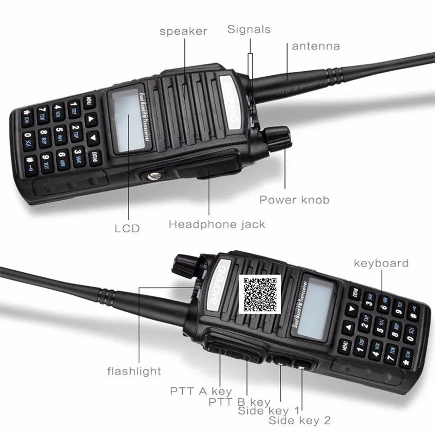 Dhl 20 шт. Baofeng UV 82 Двухдиапазонная VHF 136 174 / UHF 400 520 МГц FM приемопередатчик рация
