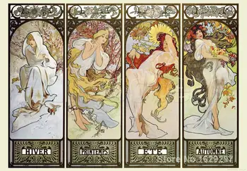 

wall art modern Les Saisons Alphonse Mucha Paintings Hand painted High quality