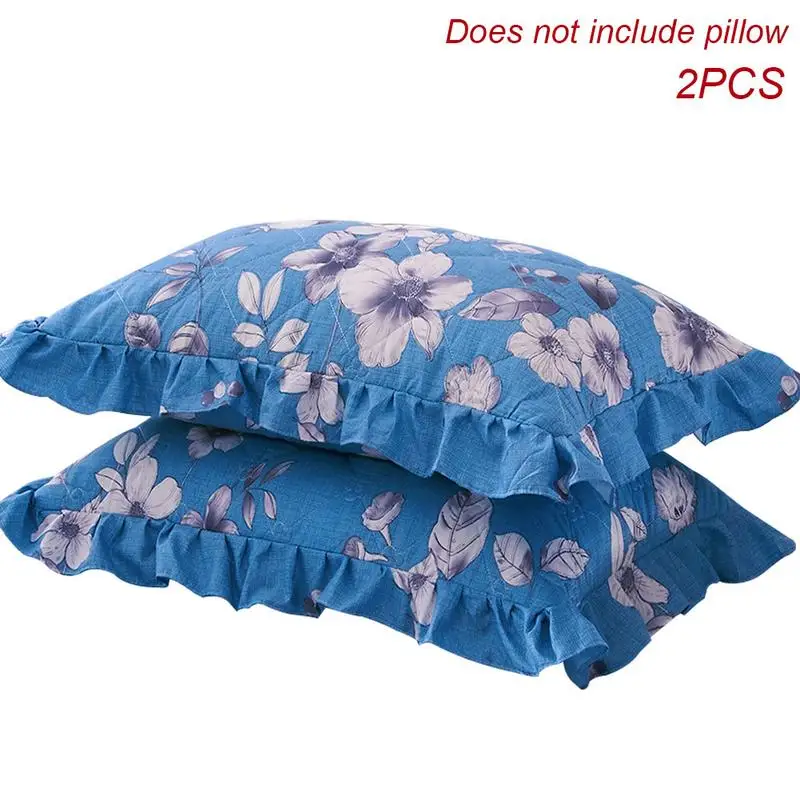 A Pillowcase 2PCS 150*200 см осенние и зимние теплые утолщение шлифования стеганые одного и двуспальная кровать юбка противоскольжения кровать крышка синий серии - Цвет: A Pillowcase 2PCS